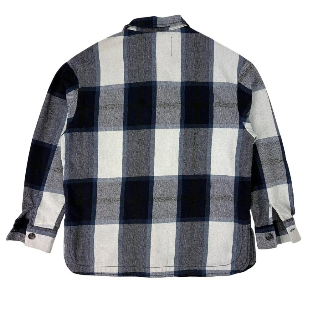 Reserve Fairfax Women’s Plaid Flannel Shacket Blue Gray Button Up Size Small - Picture 2 of 13